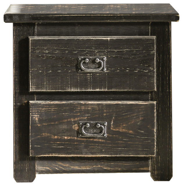 Benzara Bm235418 Plank Design 2 Drawer Wooden Nightstand With Bail ... pertaining to How to choose the right nightstand for your bedroom setup
