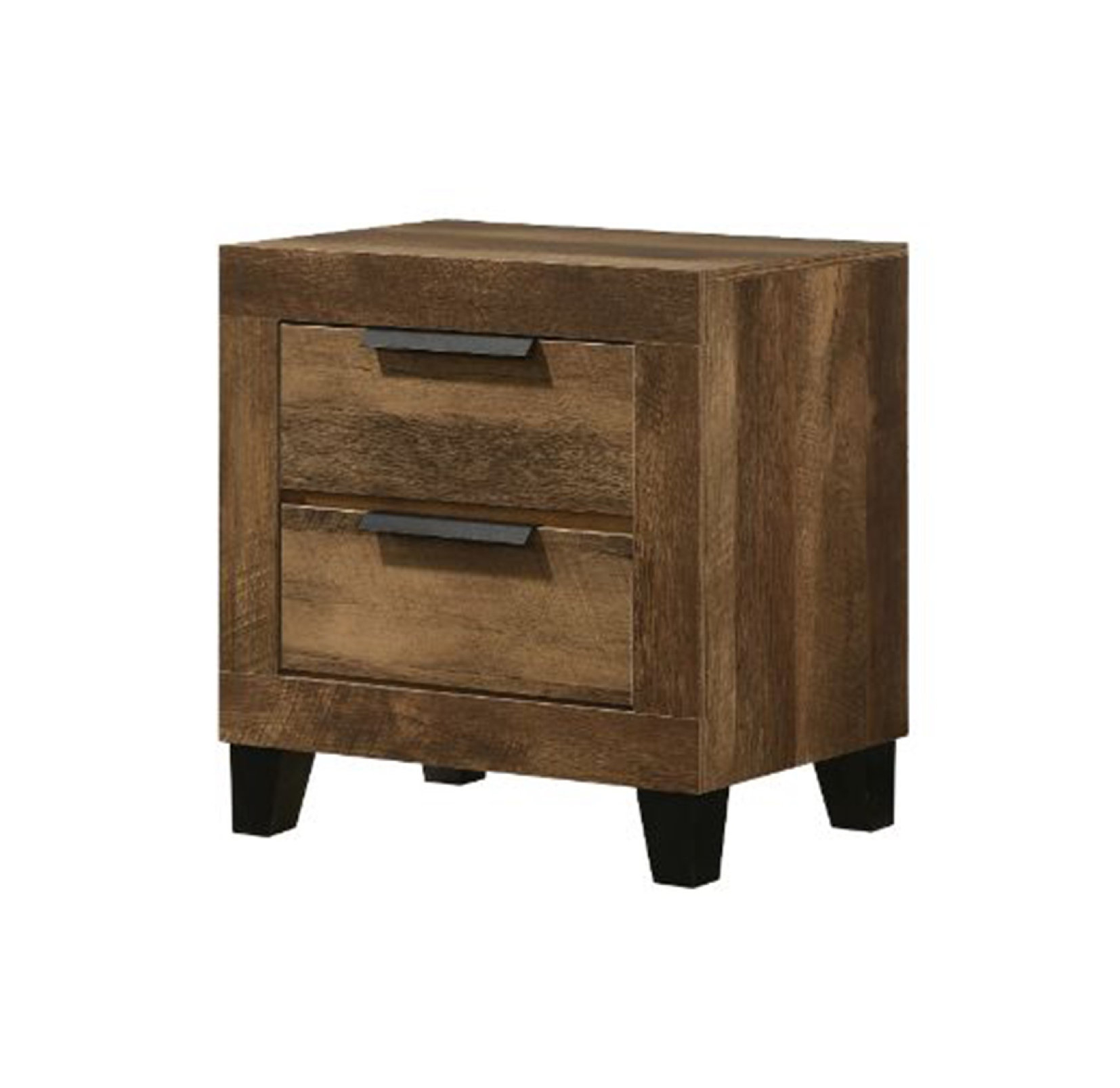 Benzara Bm269078 Nightstand With 2 Drawers And Plank Style, Rustic Oak ... inside How Tapered Legs Influence Contemporary Furniture Aesthetics