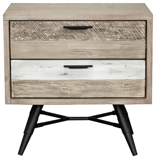 Benzara Bm282060 Acacia Wood Nightstand, 2 Drawers, Metal Legs, Brown ... throughout Material Choices in the Benzara BM154630 Nightstand and Their Impact on Performance