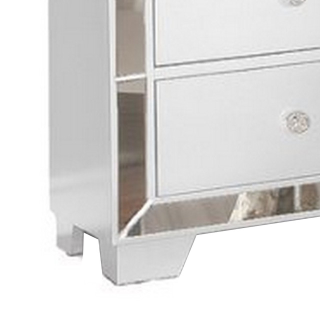Benzara Bm283145 Modern Wood Nightstand, 2 Drawers, Mirrored Edges ... with regard to This Nightstand Has a Hidden Design Flaw That's Actually a Feature (No, Really)