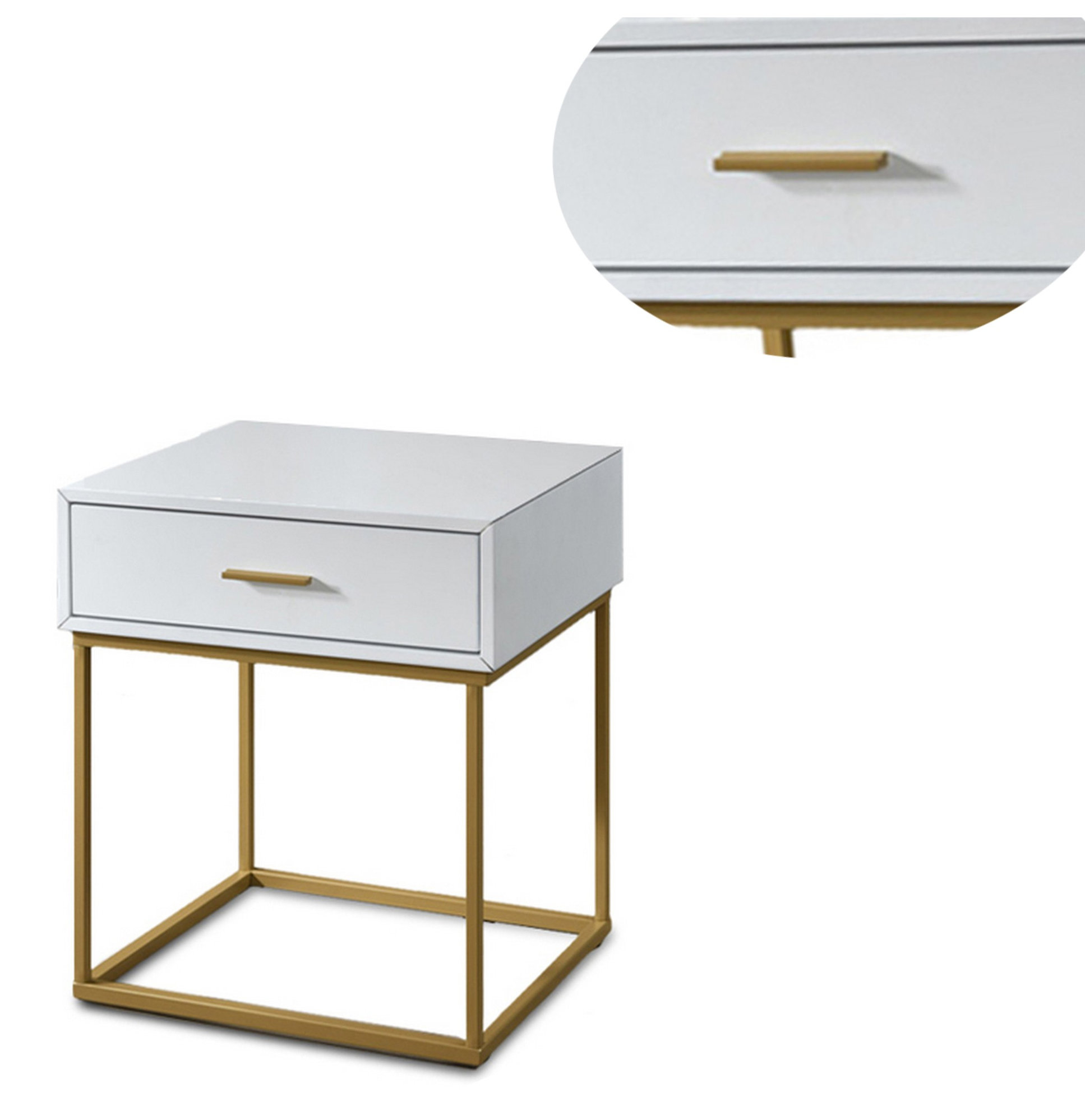 Benzara Bm283184 24" Drawer Nightstand Table, Gold Plated Metal Frame ... pertaining to Benzara Bm123071 Clementine Contemporary Nightstand, White