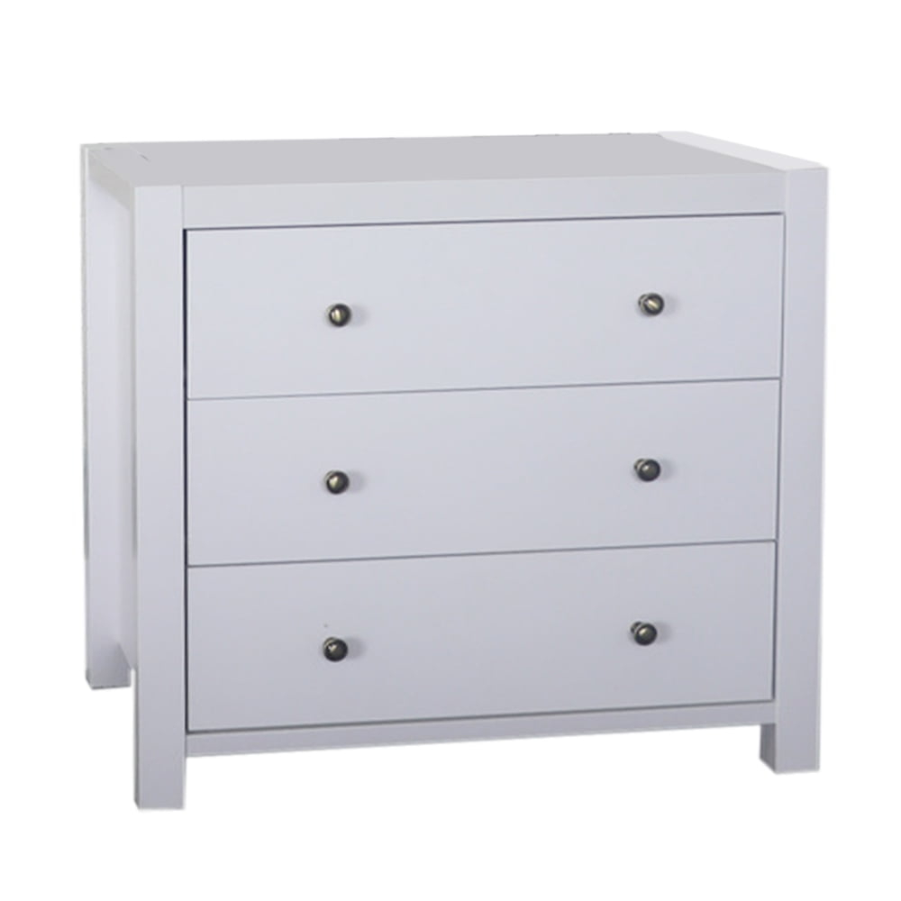 Benzara Capacious Shiny White Finish 3 Drawers Chest With Metal Glides ... with regard to Benzara Bm185468 Nightstand 3 Center Metal Glide Drawers In White Gloss Finish