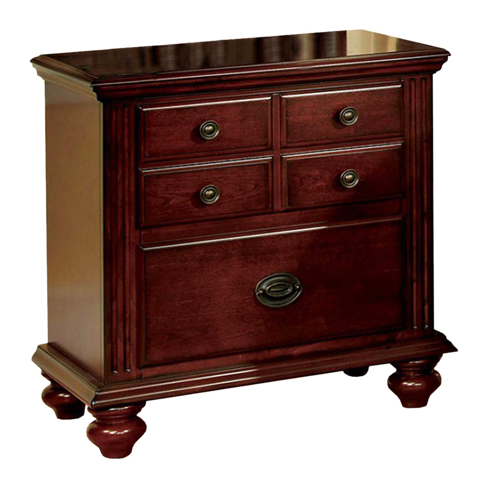 Benzara Gabrielle Ii Transitional Nightstand, Cherry Finish - Walmart.com pertaining to Burleigh Transitional Night Stand In Cherry Finish