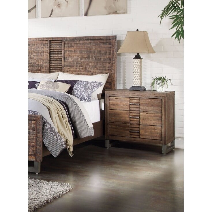 Benzara Modern Style 3 Drawers Wood Nightstand By Andria, Brown ... intended for This Nightstand Has a Hidden Design Flaw That's Actually a Feature (No, Really)