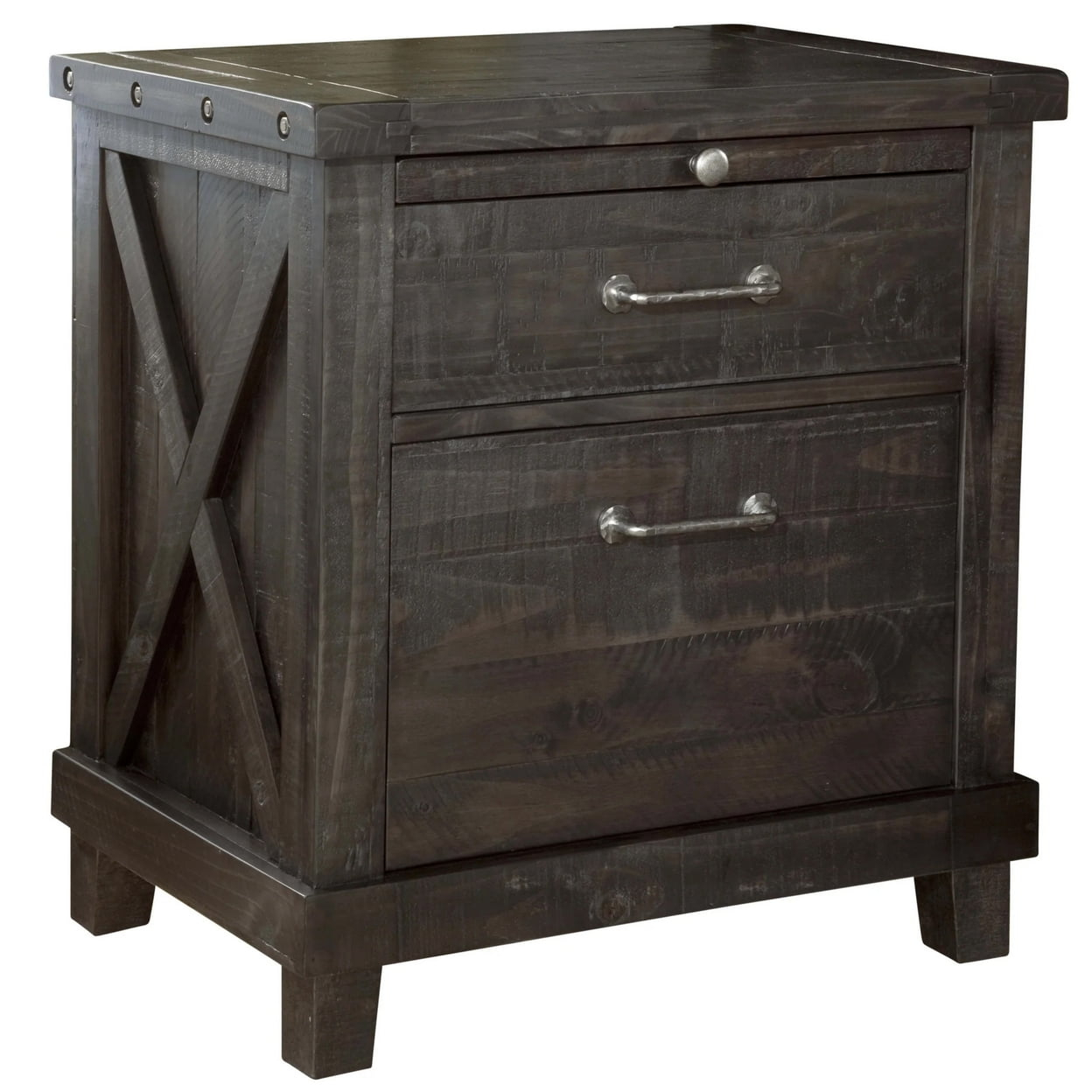 Benzara Wooden Nightstand With Two Drawers And One Pull Out Tray, Gray ... with Design considerations for choosing the right bedside storage like the Benzara BM280265