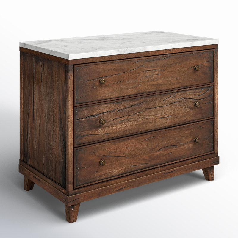 Birch Laneâ„¢ Elson 3 Drawer Marble Nightstand | Birch Lane inside Marble Top Contemporary Nightstand