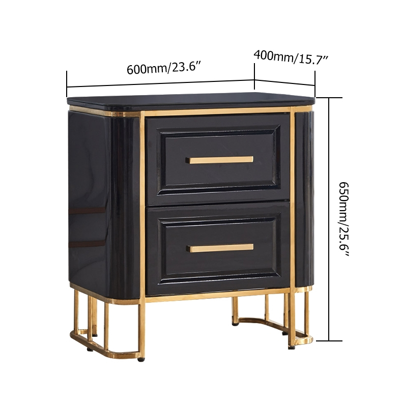 Black 2 Drawer Nightstand Modern Side Table For Bed Wood Stainless ... regarding The Black 2 Drawer Nightstand Mistake That Cost Me $150 (And How to Avoid It)