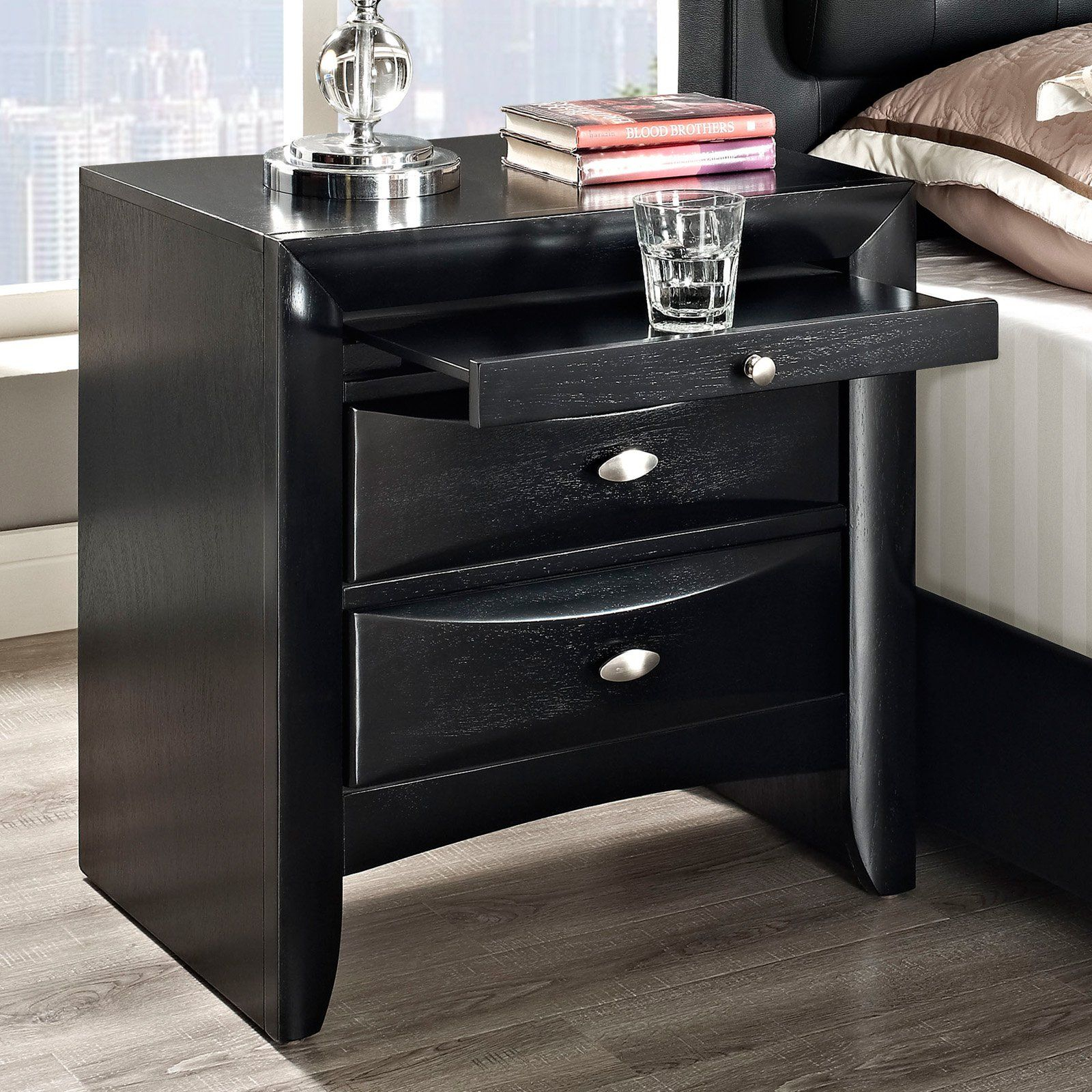 Black Nightstand 2 Drawer At Tracey Parmelee Blog with regard to Black 2 Drawer Nightstand - Bedroom Bedside Drawer Storage Furniture