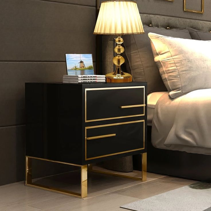Black Nightstand With Gold At Andre Thompson Blog inside Alastair Wood Campaign Accent Table Nightstand, Black