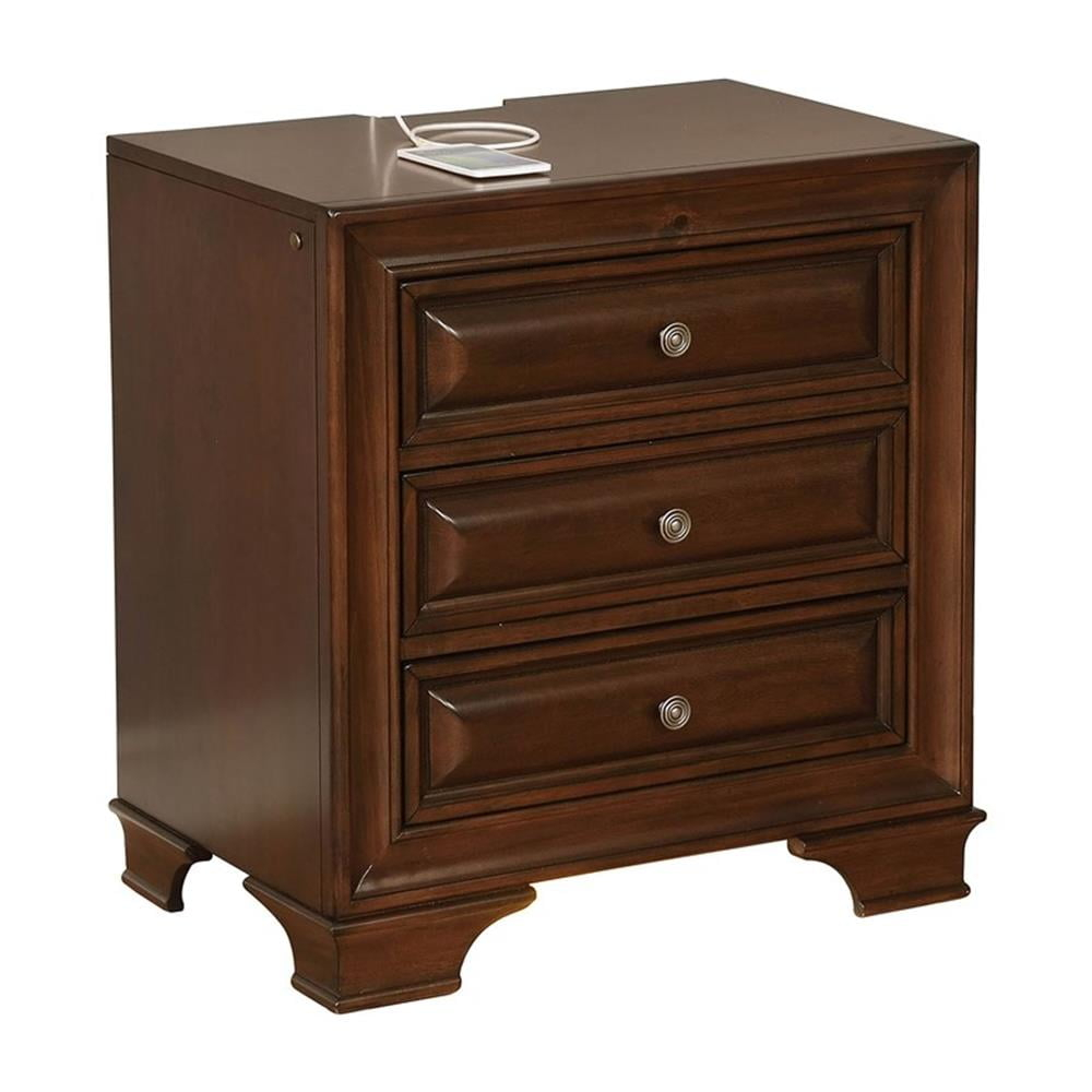 Bowery Hill 3-Drawer Transitional Solid Wood Nightstand In Brown ... in Exploring the Versatility of Wooden Nightstands in Modern Bedroom Settings