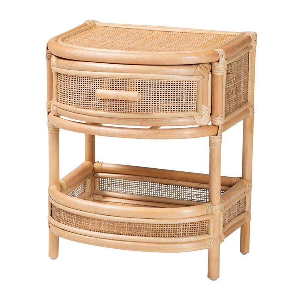 Bowery Hill Modern Bohemian Natural Rattan 1-Drawer Nightstand ... in The Art of Bohemian Living Through Rattan Furniture Selection