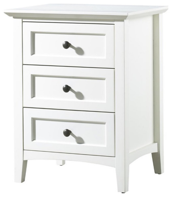 Bowery Hill Modern Engineered Wood 3 Drawer Nightstand In White ... regarding Maklaine Transitional Engineered Wood 3 Drawer Nightstand In White