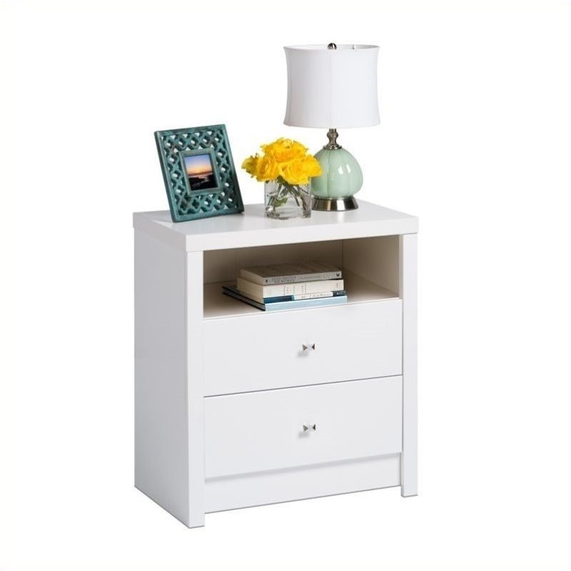 Bowery Hill Tall 2 Drawer Nightstand In White - Walmart.com in How Bowery Hill's White Wood Nightstand Combines Classic Elegance with Contemporary Functionality