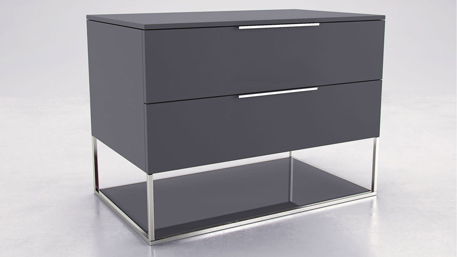 Bowery Nightstand Dark Gull Gray in Harrow Nightstand Glossy Dark Gull Gray / Left-Facing