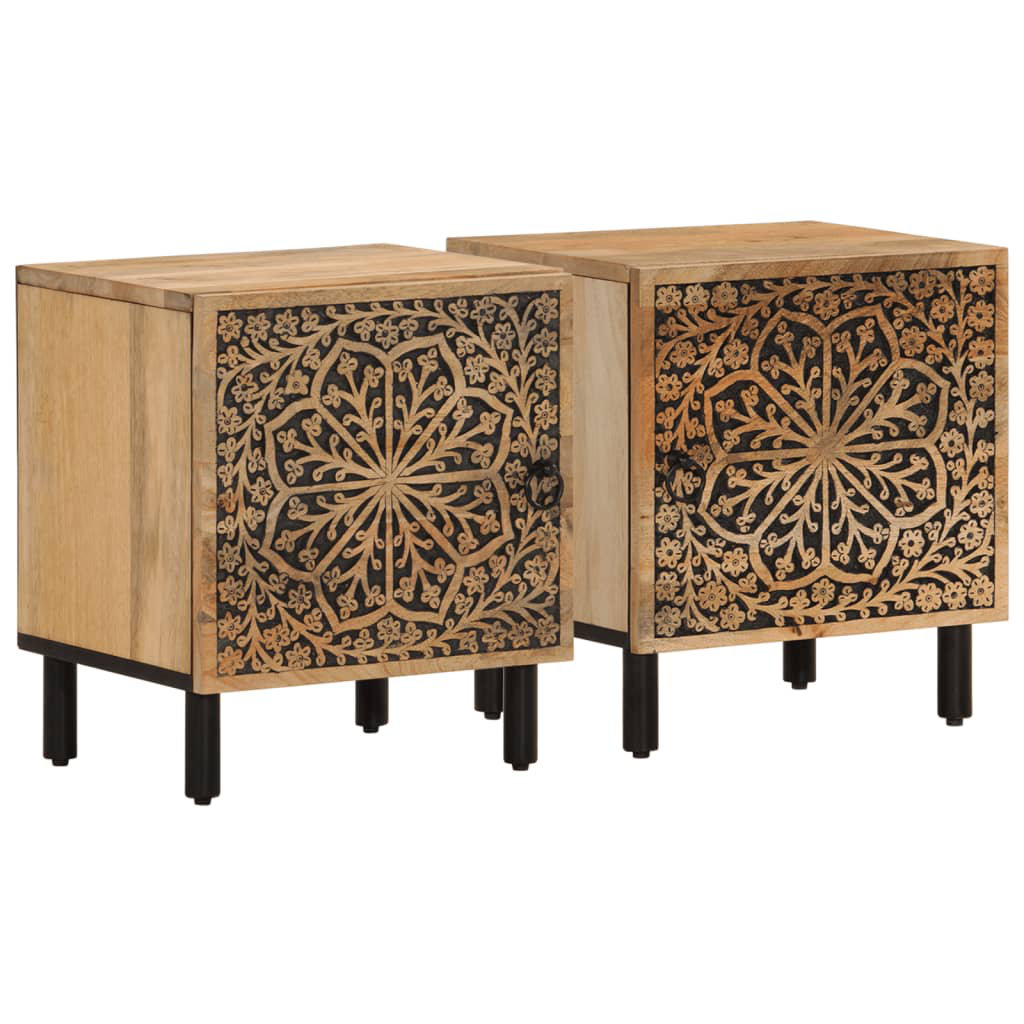 Bungalow Rose Bedside Cabinets 2 Pcs 15.7"X13"X18.1" Solid Wood Mango ... pertaining to How solid wood construction affects durability in bedroom storage units