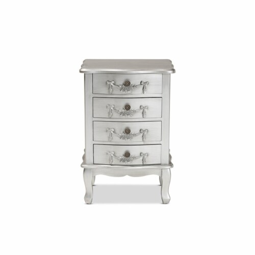Callen Classic And Traditional Brushed Silver Finished Wood 4-Drawer ... for Callen Classic And Traditional White Finished Wood 3-Drawer Nightstand