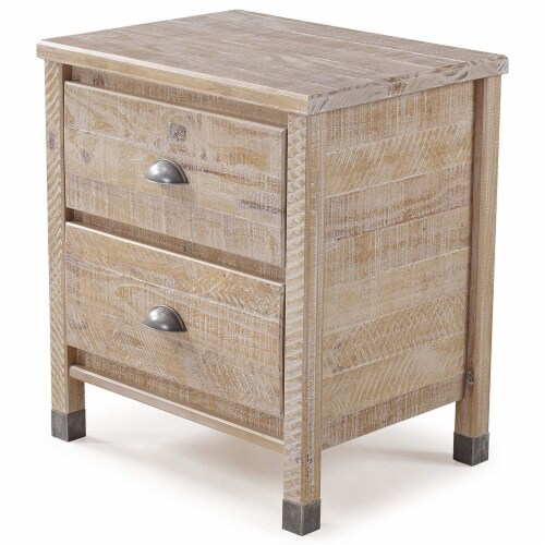 Camaflexi Baja Rustic Solid Wood 2 Drawer Nightstand With Metal Pulls ... inside Understanding the Appeal of Bayshore Rustic Style Solid Wood 2-Drawer Nightstand