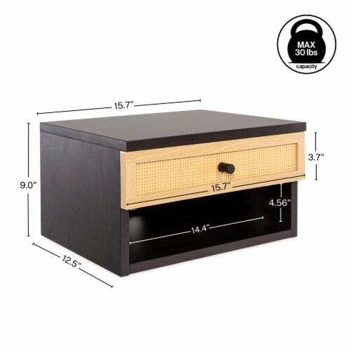 Celerie Mid-Century Modern Floating Wall Nightstand With Soft-Close ... intended for 15.71"Wall Mounted Nightstand W/ Soft-Close Rattan Drawer