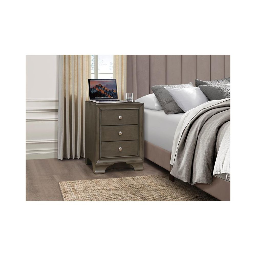 Centralia 3-Drawers Transitional Wood Nightstand In Gray – Lexicon ... inside Lexicon Centralia 3-Drawers Transitional Wood Nightstand In Brown