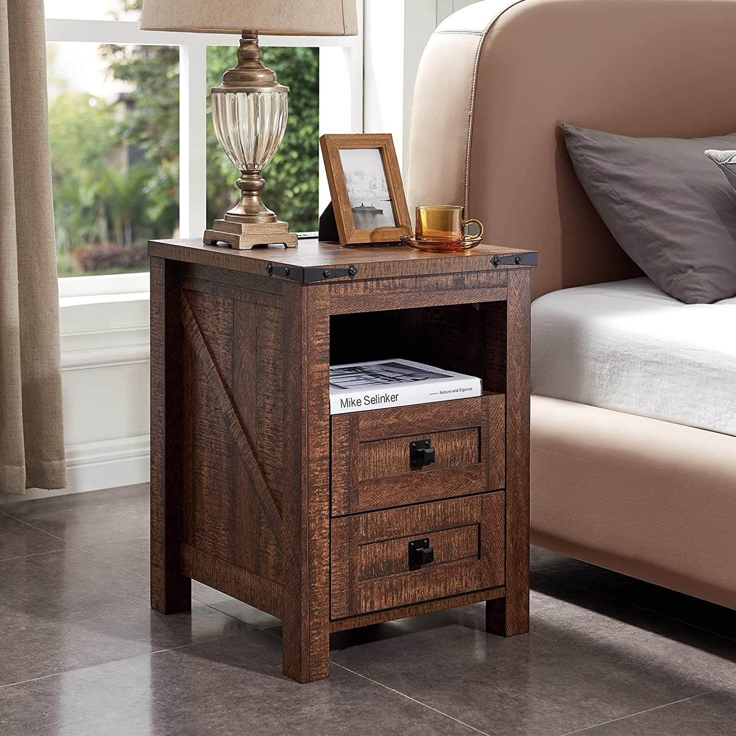 Cheap Nightstand Side Table At Mary Wilber Blog in Kennemore Rustic Weathered Two-Tone White And Oak Brown Wood 1-Drawer Nightstand