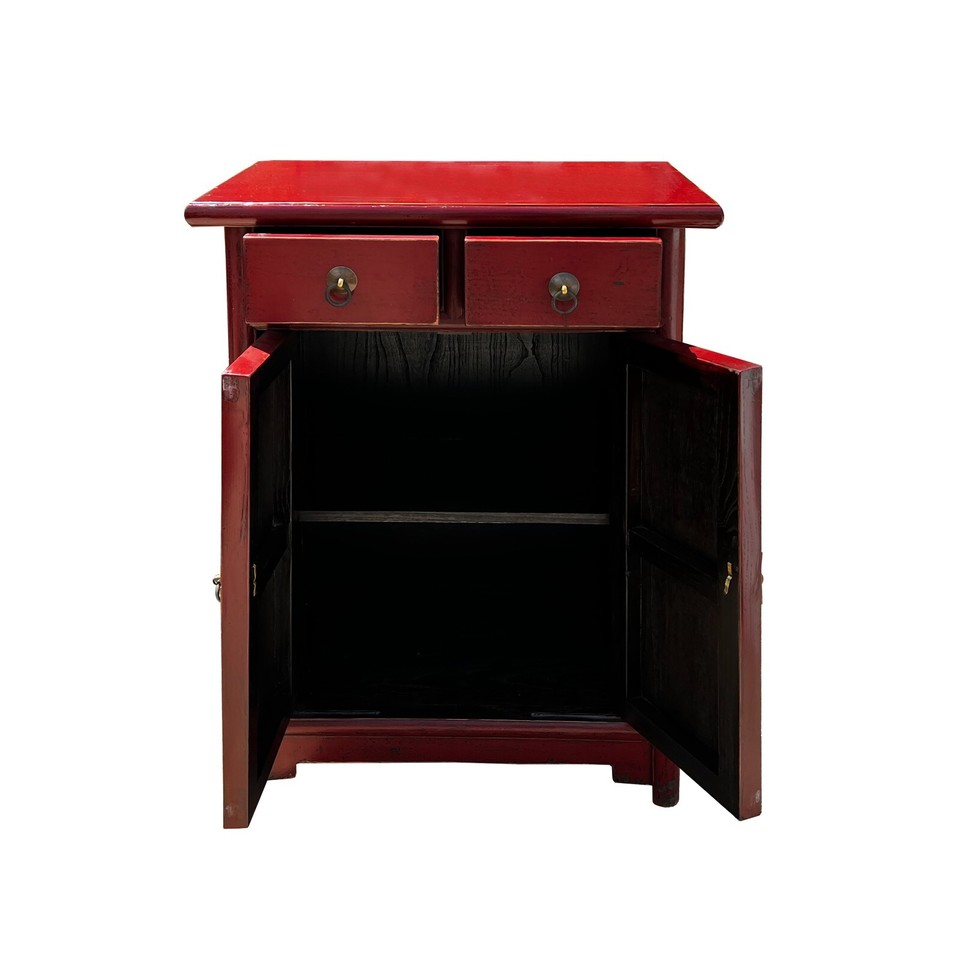Chinese Distressed Brick Red Tall Slim Side End Table Nightstand Cs7617 ... with Chinese Distressed Brick Red Carving Tall Side End Table Nightstand Hcs7611