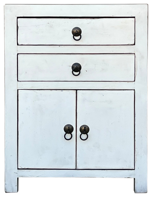 Chinese Distressed Off White 2 Drawers End Table Nightstand Hcs7446 ... inside Understanding the Appeal of Chinese Distressed Off White Furniture Design