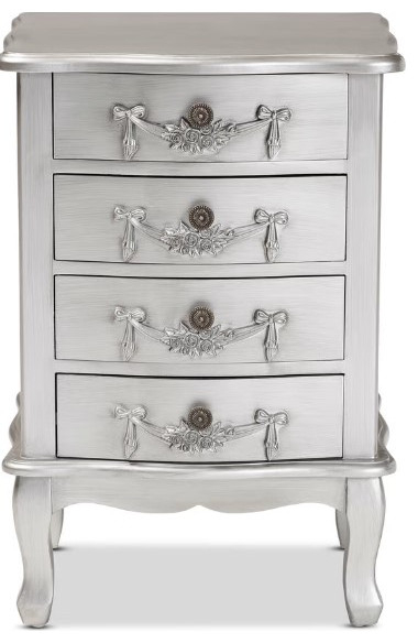 Classic And Traditional Brushed Silver Finished Wood 4-Drawer ... within Design Principles That Define Elegant Bedroom Furniture Solutions