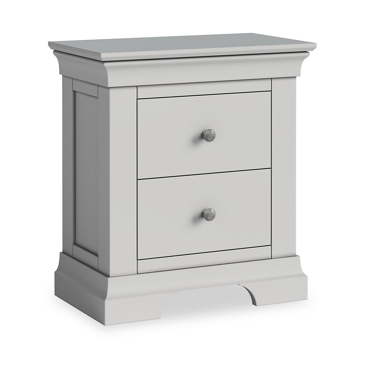Colette Grey 2 Drawer Bedside Table - Fully Assembled By Roseland Furniture within Nightstand W/2 Drawers Multipurpose Retro Grey Bedside Table Fully Assembled