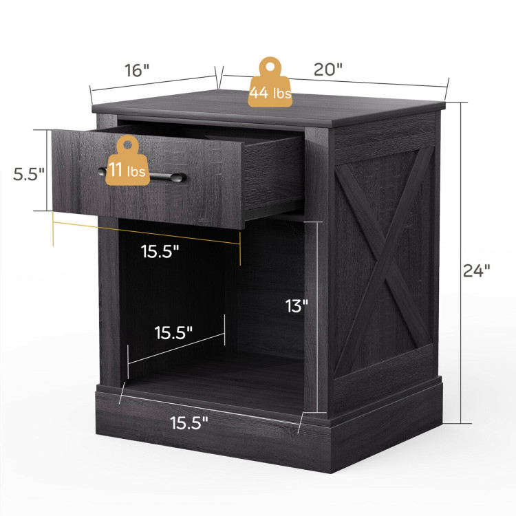 Compact Nightstand With Drawer And Open Compartment - Costway for Eclectic Nightstand, Lower Open Compartment & Storage Drawer