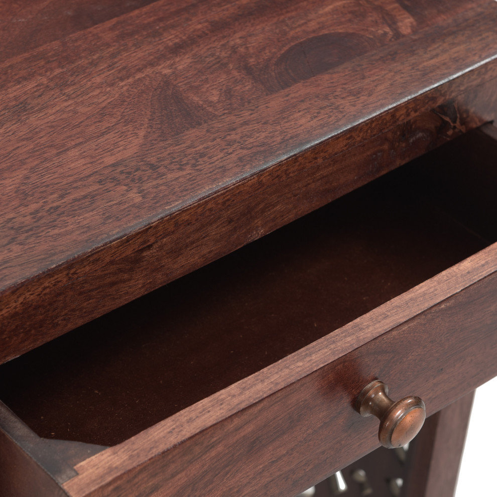 Concordia Traditional Handcrafted Mango Wood Bedside Table ... with Concordia Traditional Handcrafted Mango Wood Bedside Table