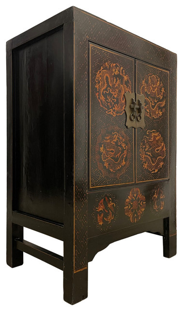 Conisgned Vintage Chinese Painted Dragon Night Stand/End Table - Asian ... for Conisgned Vintage Chinese Painted Dragon Night Stand/End Table