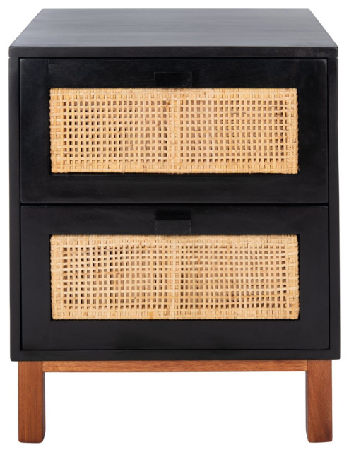 Contemporary Nightstand, Mahogany Wood Frame & Rattan Front Drawers ... regarding Contemporary Nightstand, Mahogany Wood Frame & Rattan Front Drawers, White