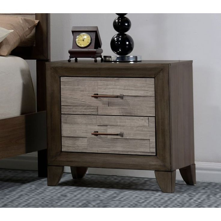 Contemporary Two-Tone Walnut Nightstand - Jaren | Rc Willey | Rustic ... with Kennie Modern Contemporary Two-Tone Rustic Brown And Black Wood Nightstand