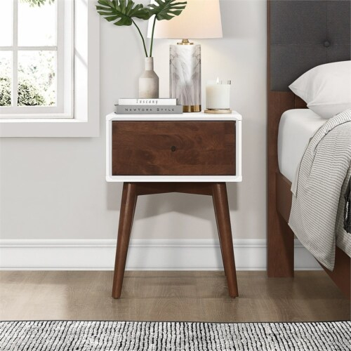 Cooper Mid-Century Modern Solid Wood 1-Drawer Night Stand In White, 1 ... with The Artisan Craftsmanship Behind Contemporary White Wood Furniture