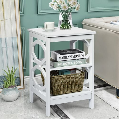 Costway 2X O-Shaped Side Table 3-Tier Nightstand Bedside Table End ... inside Costway Nightstand Beside Table Chest Sofa Table End Table Accent Table White