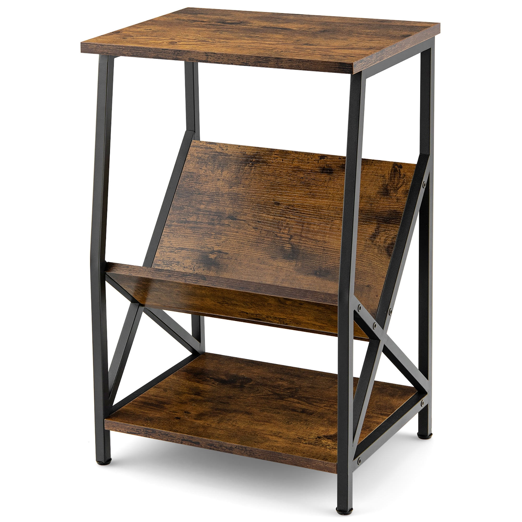 Costway 3-Tier Industrial Side End Table With Storage Shelf Heavy Duty ... throughout Creating cozy reading nooks with practical furniture