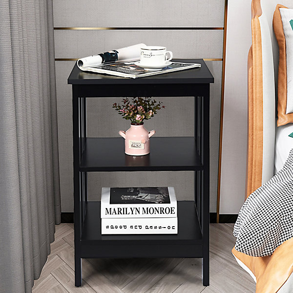 Costway 3-Tier Nightstand Wooden End Table Sofa Bed Side Table Storage ... inside Design Tips for Creating a Cohesive Living Room and Bedroom Layout