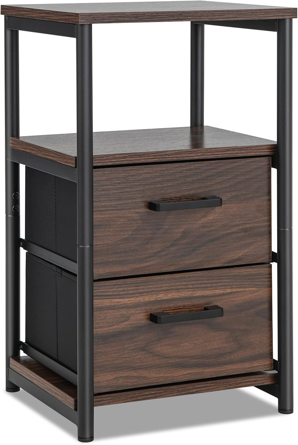 Costway Bedside Table, Industrial Nightstand End Sofa Side Table With 2 ... for Design Tips for Creating a Cohesive Living Room and Bedroom Layout
