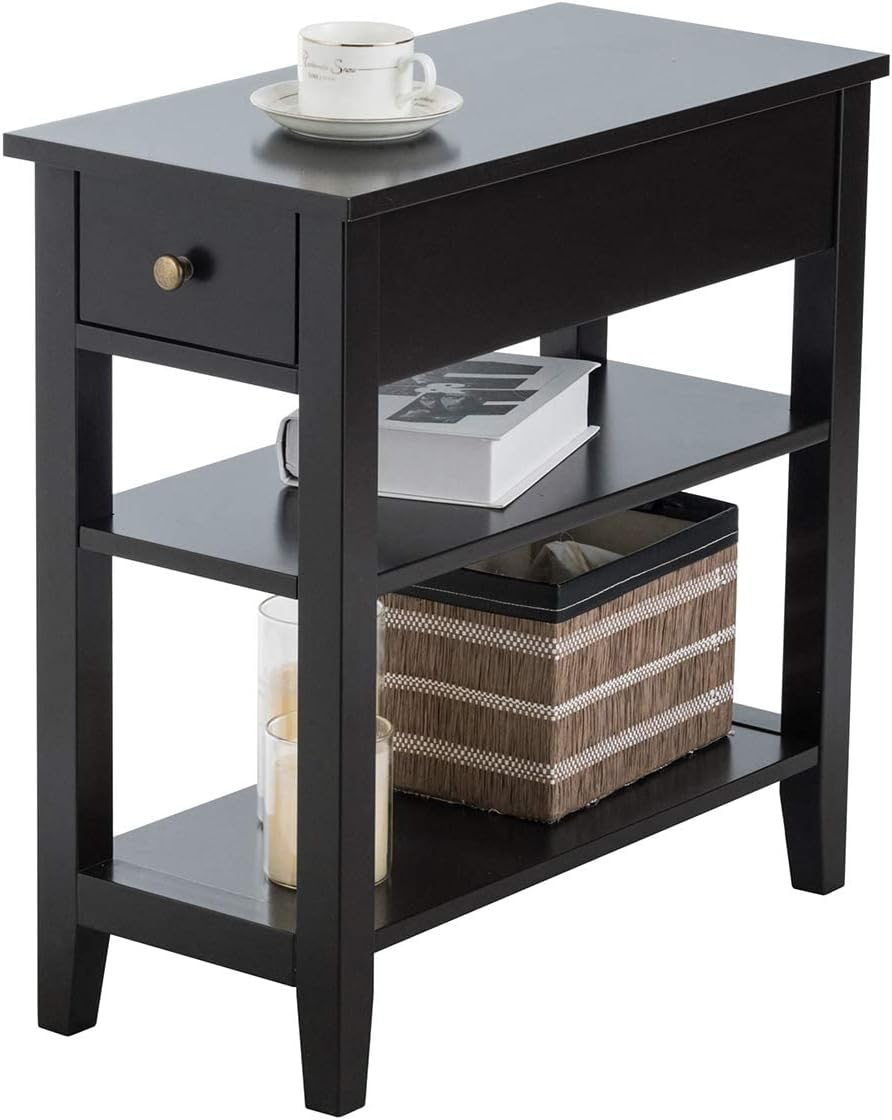 Costway Bedside Table, Narrow Nightstand End Table Coffee Snack Table ... intended for Costway Nightstand Sofa Side End Table Bedside Table Drawer Storage