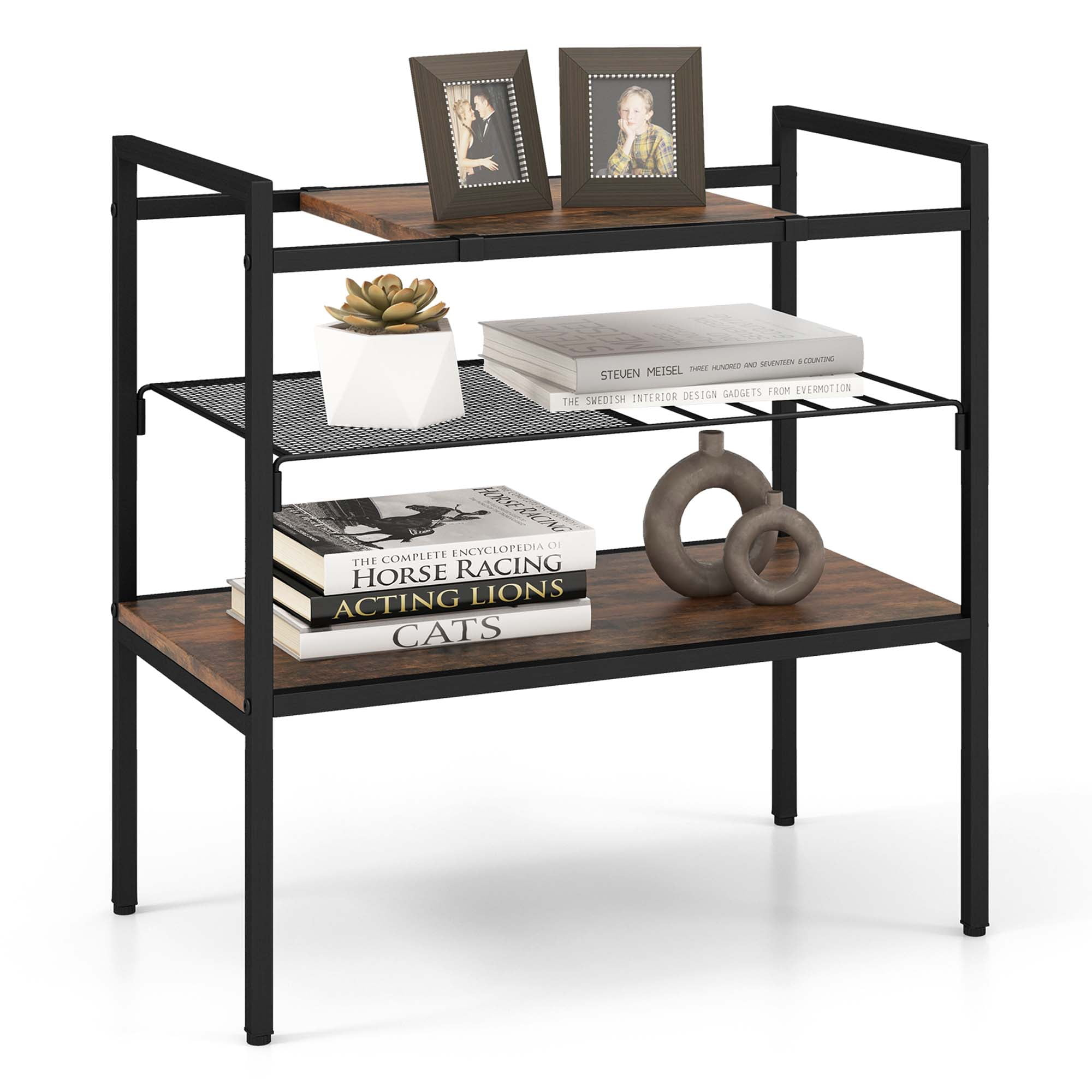 Costway Industrial Entryway Table, 3-Tier Sofa Side Table, Narrow ... with Costway Industrial End Table Sofa Side Table Nightstand Storage Shelf