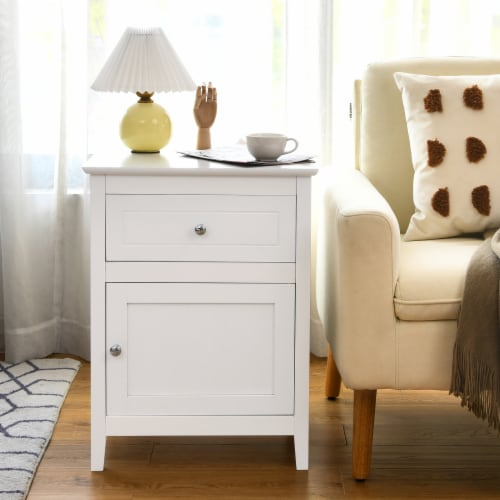 Costway Nightstand Accent Side End Table Storage Cabinet W/Drawer White ... intended for Understanding the versatility of white accent furniture in modern interiors