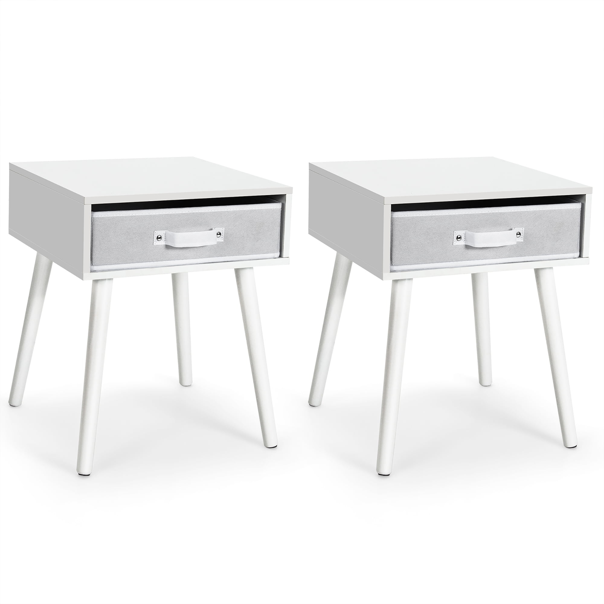 Costway Set Of 2 Mid-Century Nightstand End Accent Bedside Table W ... with regard to Costway Set Of 2 Nightstand Sofa Side End Bedsidetable Drawer