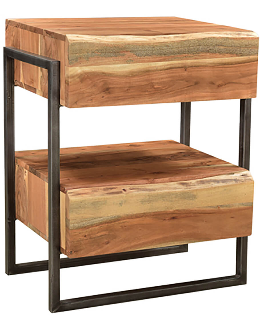 Crestone Live Edge 2 Drawer Nightstand | Modern Rustic Furniture for Modern Rustic Live Edge Walnut End Table Or Nightstand, Natural Drawer Style, Nightstand-28"H