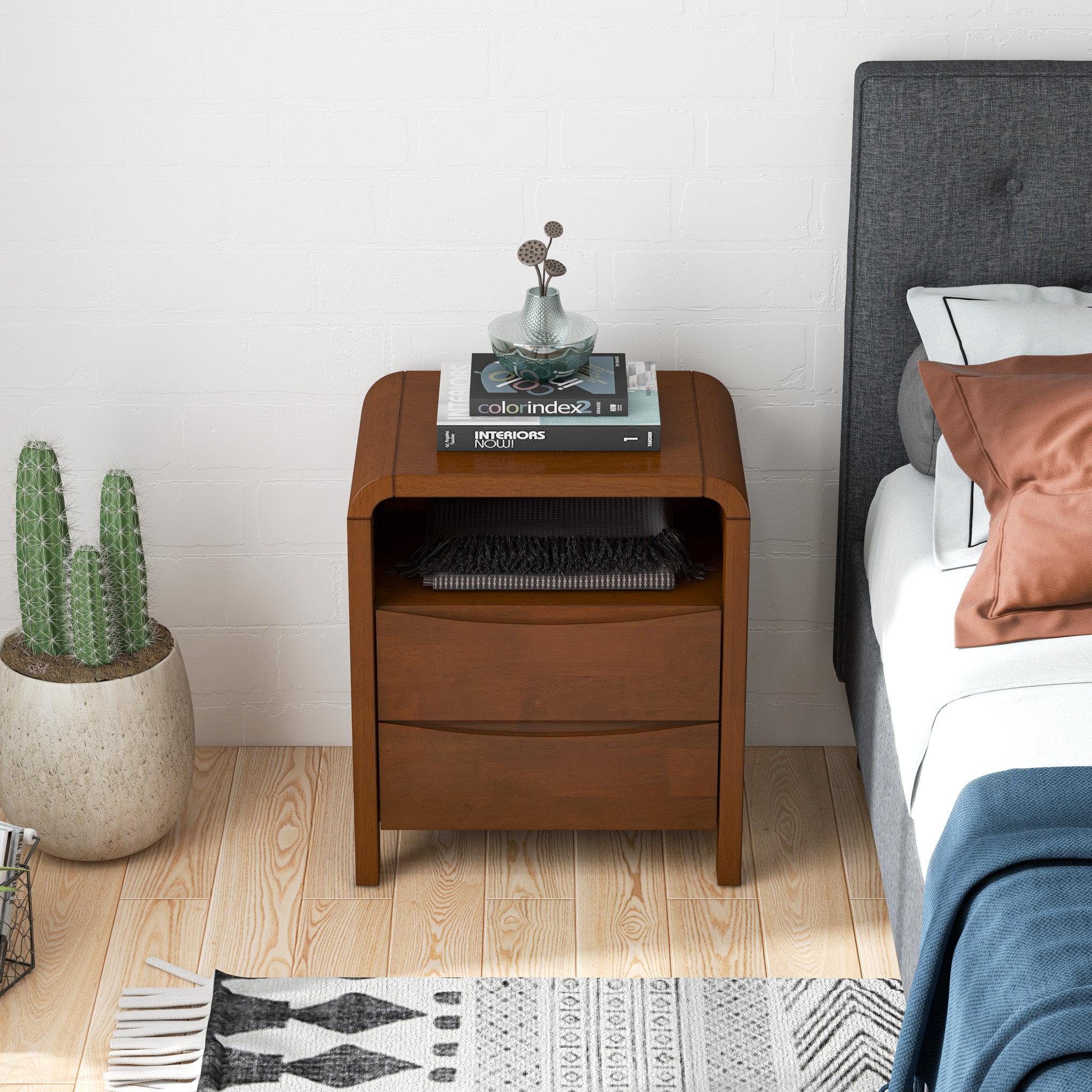 Danbury Mid Century Modern Walnut Nightstand Bed Side Tables ... inside Mid Century Modern Aesthetics Through Stein Walnut Bedside Tables