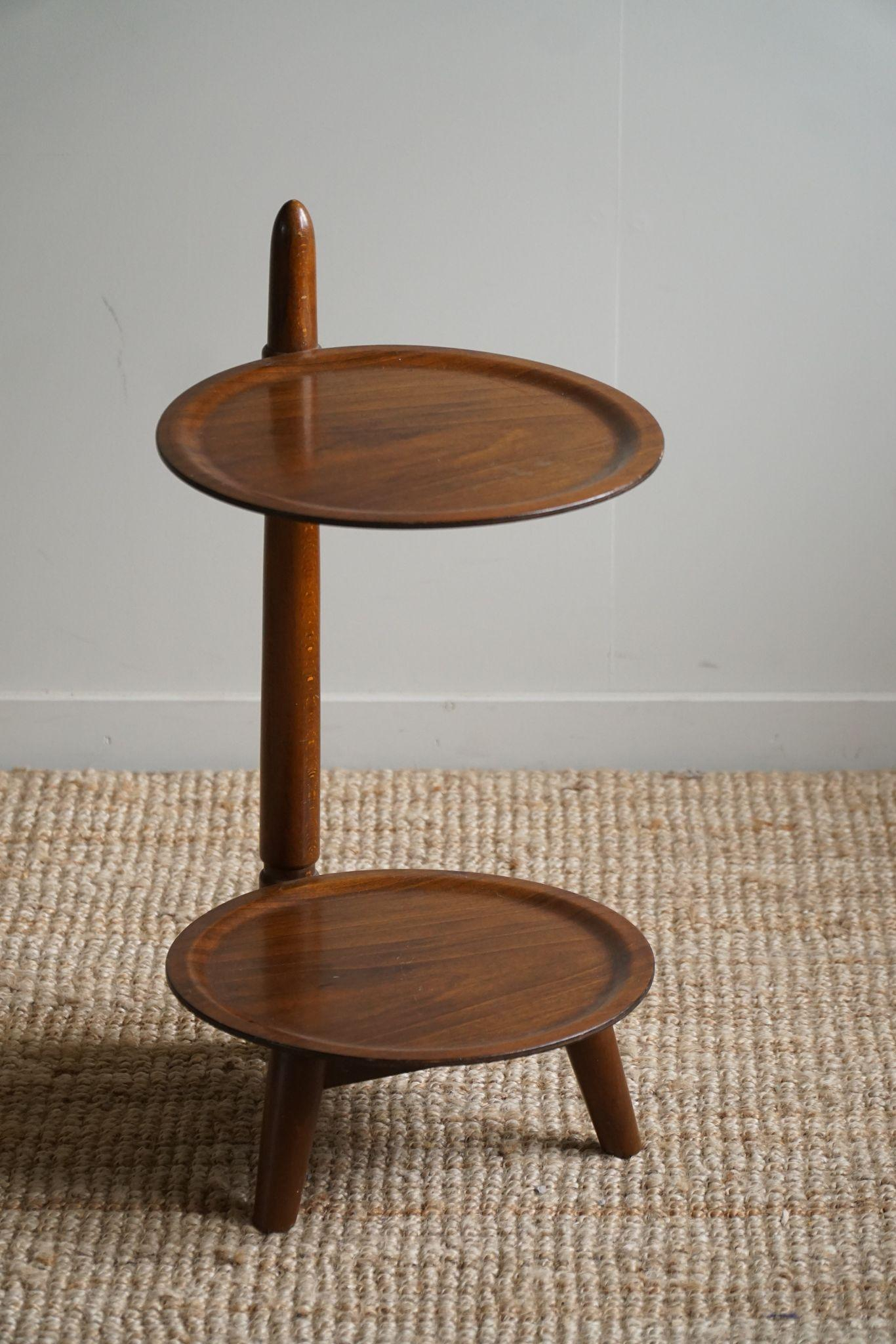 Danish Mid Century Modern, Two Tier Side Table By Edmund Jørgensen ... intended for Building appreciation for Mid-Century Modern two-tier display stands in wood