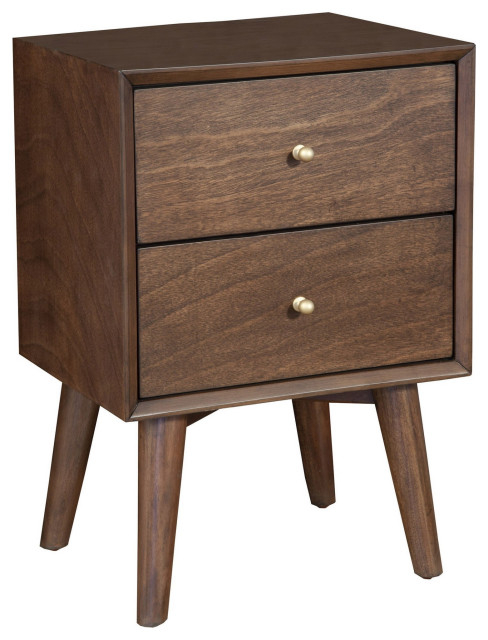 Dark Brown Century Modern Wood 2 Drawer Nightstand - Midcentury ... with regard to Exploring the Classic Elements of O2 Nightstand Brown Natural