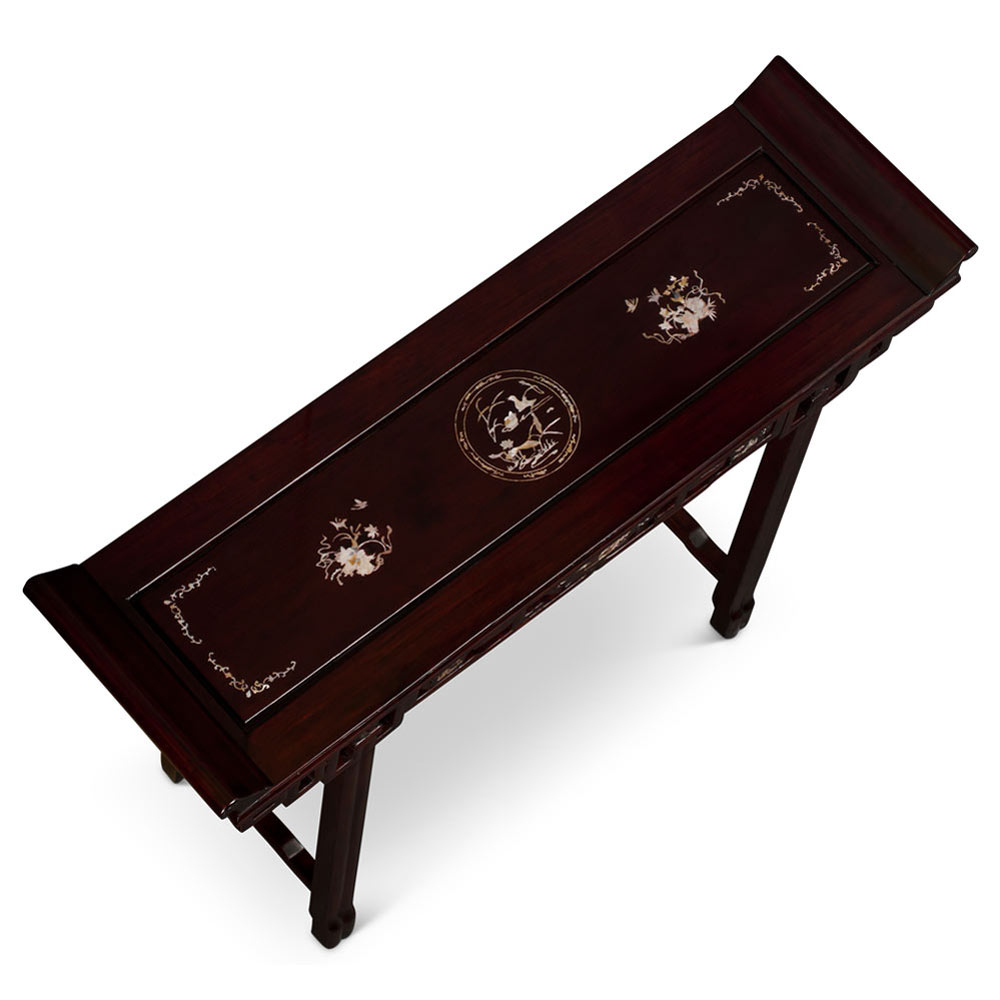 Dark Cherry Chinese Mother Of Pearl Inlay Rosewood Altar Table with regard to Dark Cherry Chinese Mother Of Pearl Inlay Rosewood Lamp Table