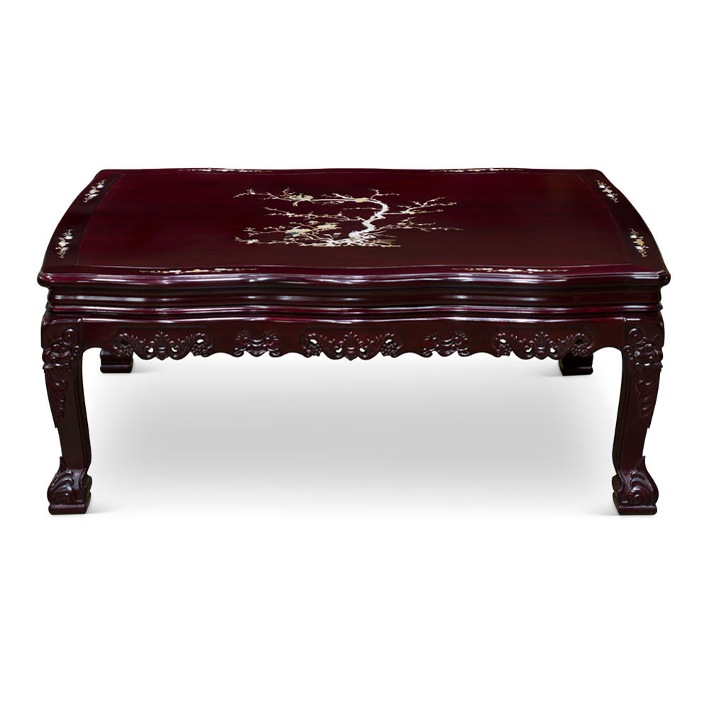 Dark Cherry Mother Of Pearl Inlay Rosewood Coffee Table regarding Dark Cherry Chinese Mother Of Pearl Inlay Rosewood Lamp Table