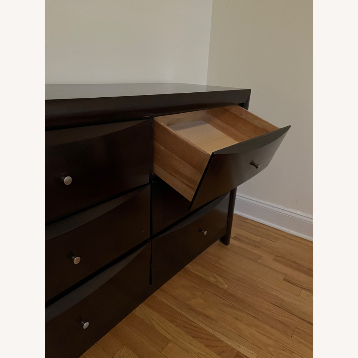 Dark Walnut Wood 6 Drawer Dresser - Aptdeco regarding Creating Harmony in Home Decor Through Thoughtful Walnut Brown Dresser Selection