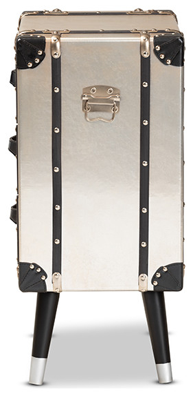 Dilan Vintage Antique Silver Finished Metal Trunk Inspired 3-Drawer End ... in Design elements that define the industrial antique aesthetic